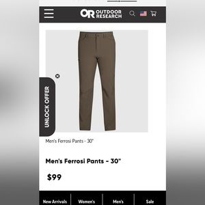 Men’s size 36 Outdoor Research Ferrosi Pants color Morel